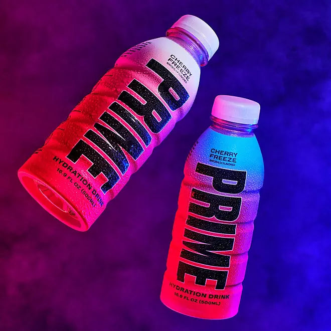 11 Flavours of Prime Hydration Cherry Freeze, Glowberry, Lemonade, Grape, Orange, Meta Moon, Strawberry Watermelon, Ice Pop, Blue Raspberry, Tropical Punch, & Lemon Lime