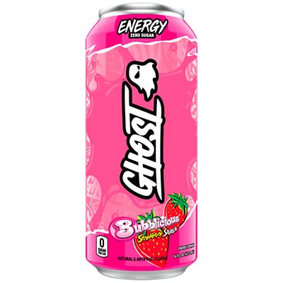 GHOST Energy Drink - Zero Sugar - Bubblicious Strawberry Splash - Limited Edition Flavor (12 Drinks, 16 Fl Oz. Each)