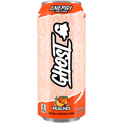 GHOST Energy Drink - Zero Sugar - Peaches (12 Drinks, 16 Fl Oz. Each)