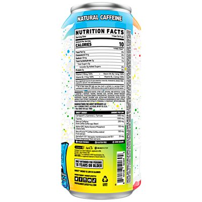 GHOST Energy Drink - Zero Sugar - SOUR STRIPS® RAINBOW (12 Drinks, 16 Fl Oz. Each)