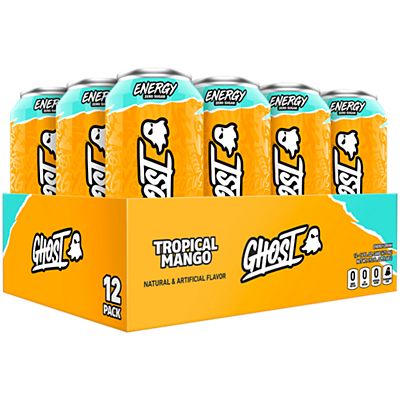 GHOST Energy Drink - Zero Sugar - Tropical Mango (12 Drinks, 16 Fl Oz. Each)