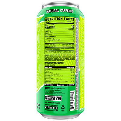 GHOST Energy Drink - Zero Sugar - Sour Green Apple (12 Drinks, 16 Fl Oz. Each)