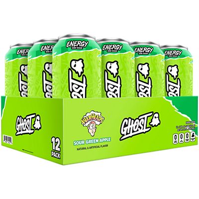 GHOST Energy Drink - Zero Sugar - Sour Green Apple (12 Drinks, 16 Fl Oz. Each)