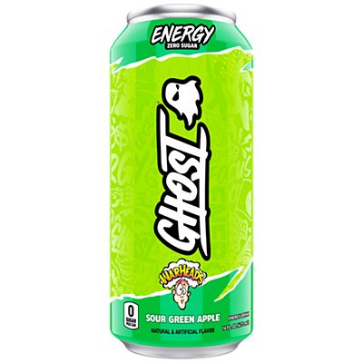 GHOST Energy Drink - Zero Sugar - Sour Green Apple (12 Drinks, 16 Fl Oz. Each)