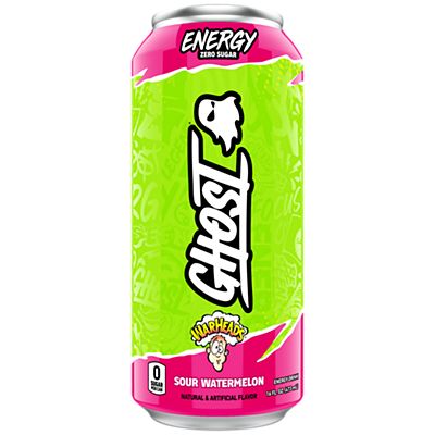 GHOST Energy Drink - Zero Sugar - WarHeads Sour Watermelon (12 Drinks, 16 Fl Oz. Each)