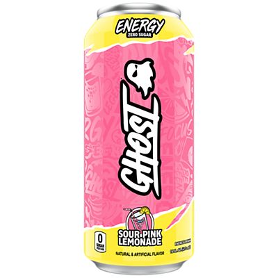 GHOST Energy Drink - Zero Sugar - Sour Pink Lemonade (12 Drinks, 16 Fl Oz. Each)