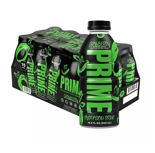 Limited Edition Prime Hydration Glowberry Variety Pack (15 Drinks, 16 Fl Oz. Each)